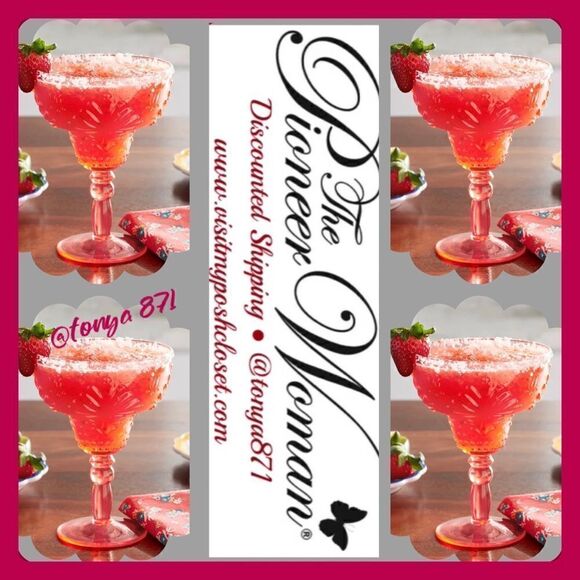 🦋 New Pioneer Woman Sunny Days 17-Ounce Tritan Margarita Glass, Coral, Set of 4 - Picture 1 of 9
